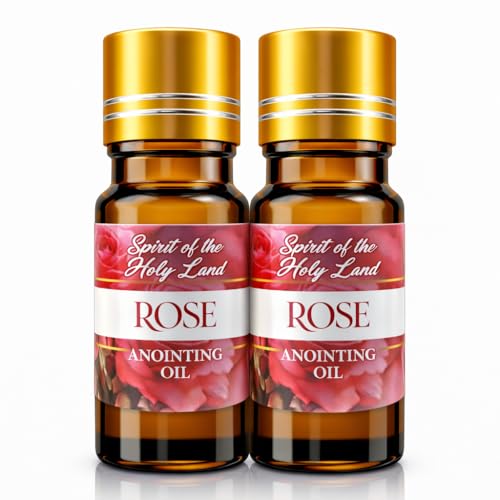 Biblical Rose of Sharon Anointing Oil from Jerusalem 2 Bottles x 10 ml | Devotional Holy Oil for Prayer and Blessing, Religious Gift Box